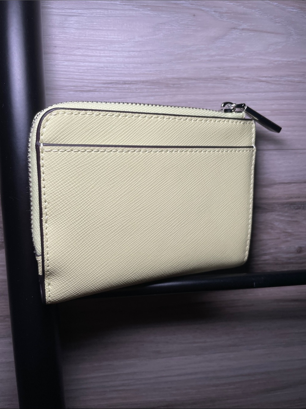 EUC- Women's Kate Spade Saffiano Leather Small L-Zip Wallet, Tennis Ball - Picture 2 of 8